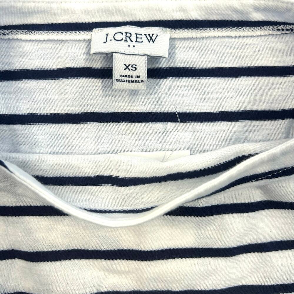 NWT J.Crew Striped Three-Quarter Sleeve Boatneck Tee Antique Navy White Size XS - Picture 5 of 7